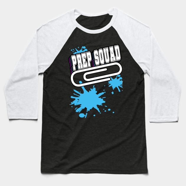 Prep Squad Team Work Splatter Blue Baseball T-Shirt by Black Ice Design